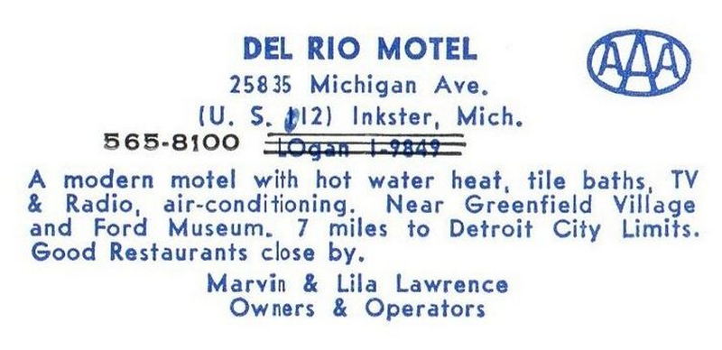Del Rio Motel - Vintage Post Card